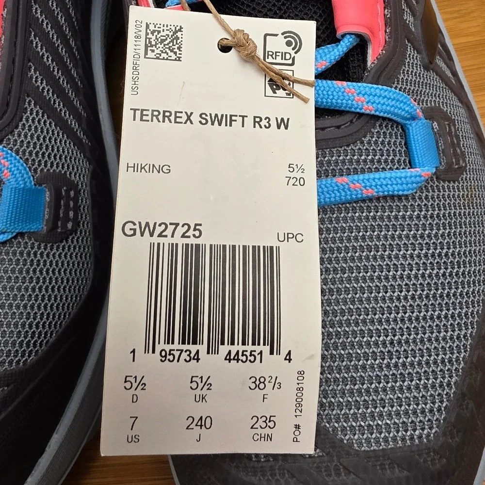 Adidas Terrex Swift R3 Hiking Shoes Grey Black Blue Pink GW2725 Womens 7